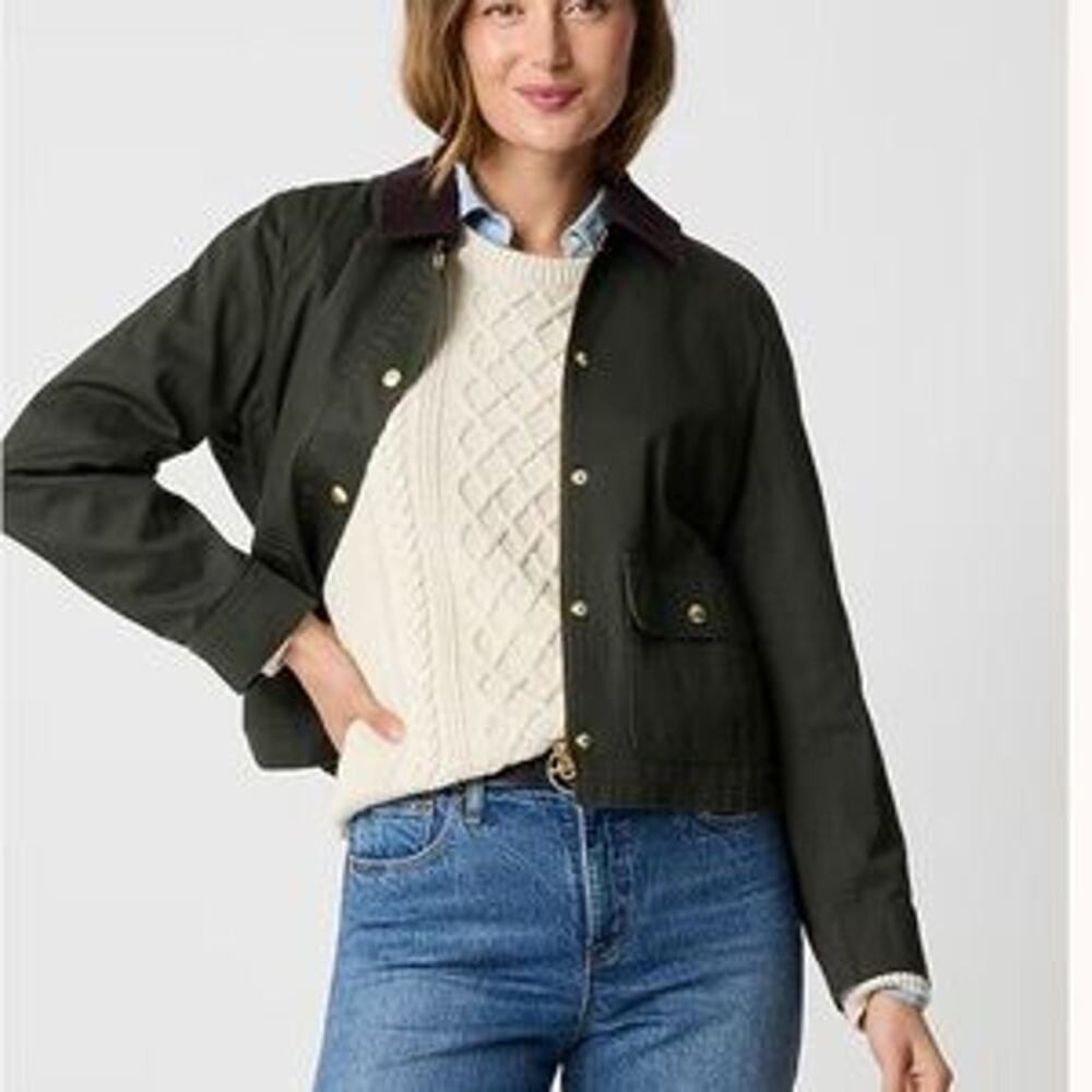 J. Crew Women's Collar Neck Field jacket Long Sleeve Green Size Large NWT
